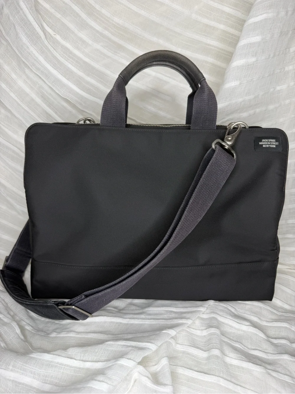 Jack Spade Warren Street New York Black Nylon Laptop Briefcase Messenger Bag